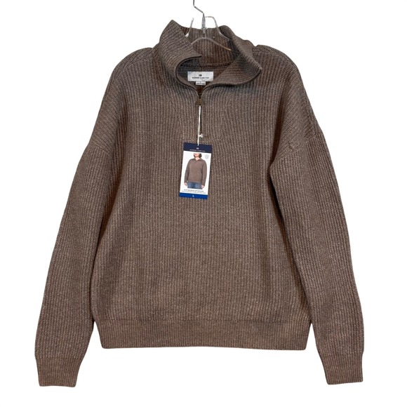 Modern Ambition Sweaters - NWT Modern Ambition Womens Brown Merino Wool Blend Quarter Zip Ribbed Sweater Lg